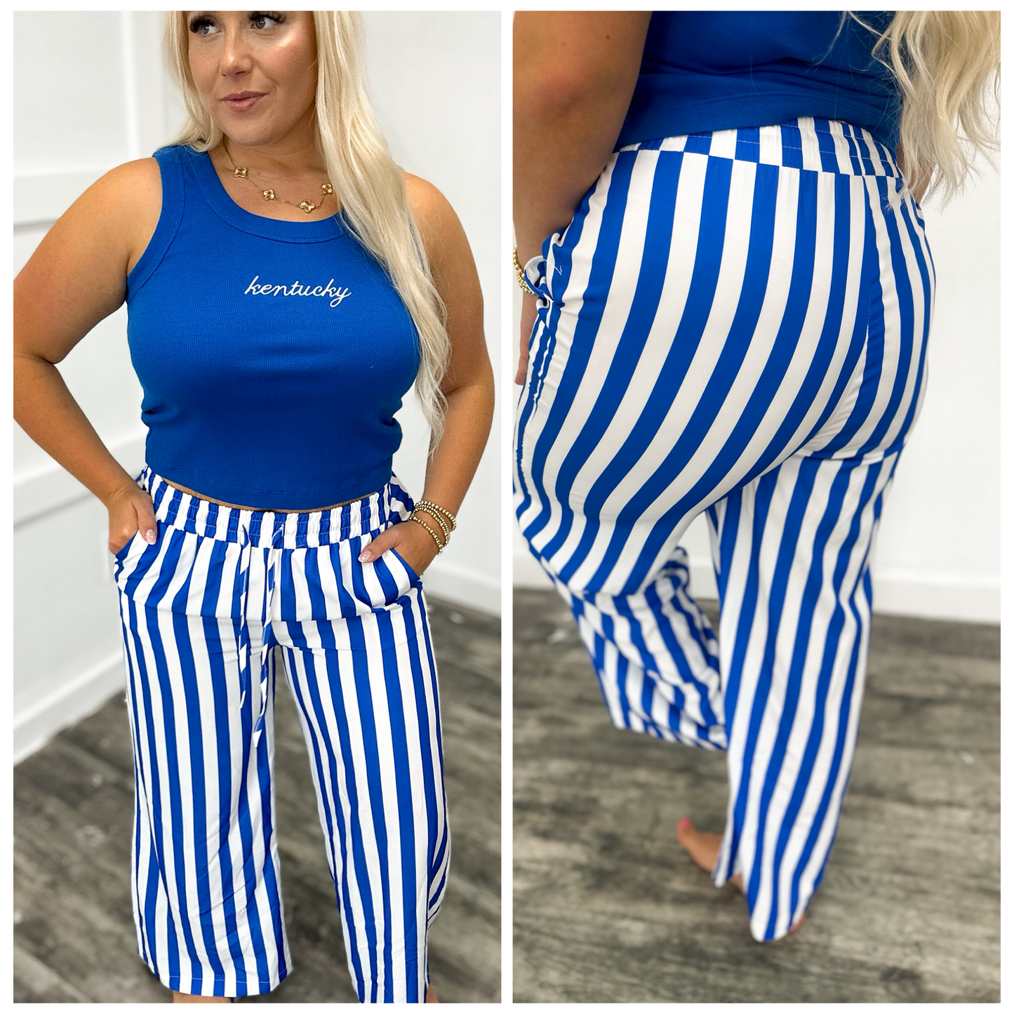 Royal Blue Striped Pants