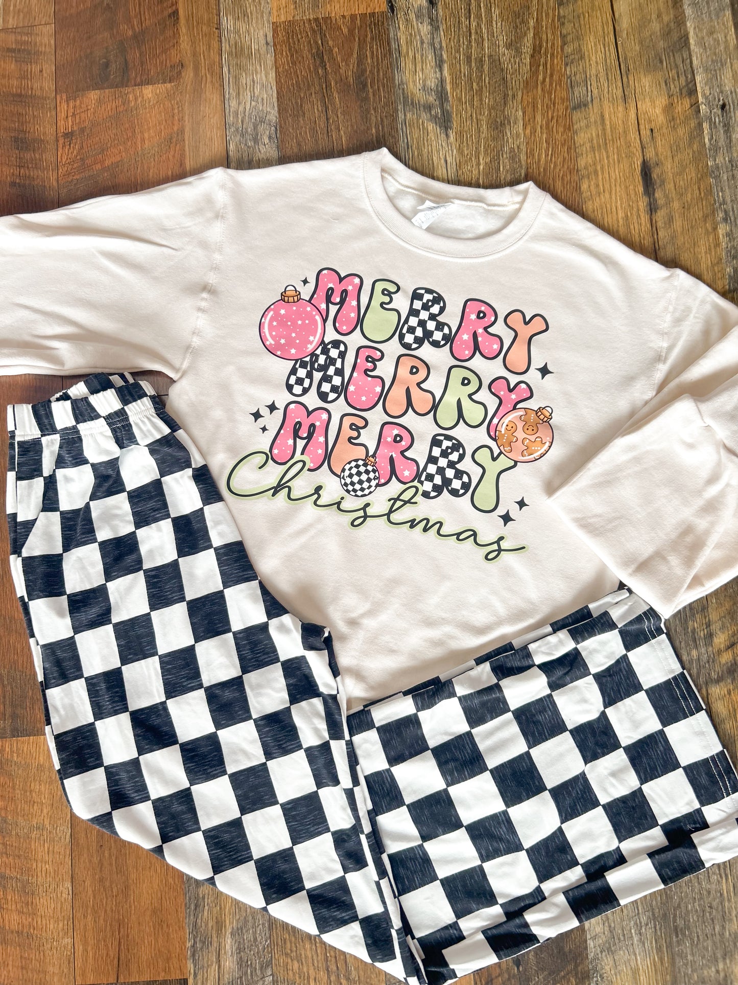 Multi Merry Stacked Crewneck