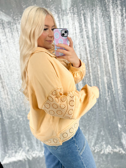 Butter Eyelet Lace Button Snap Top