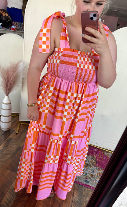 Creamsicle Gingham Smocked Maxi