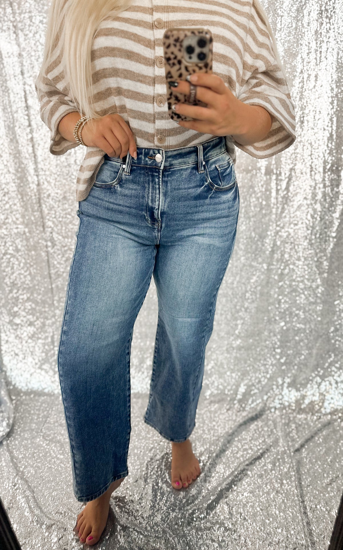 Risen Dark Wash Barrel Jeans