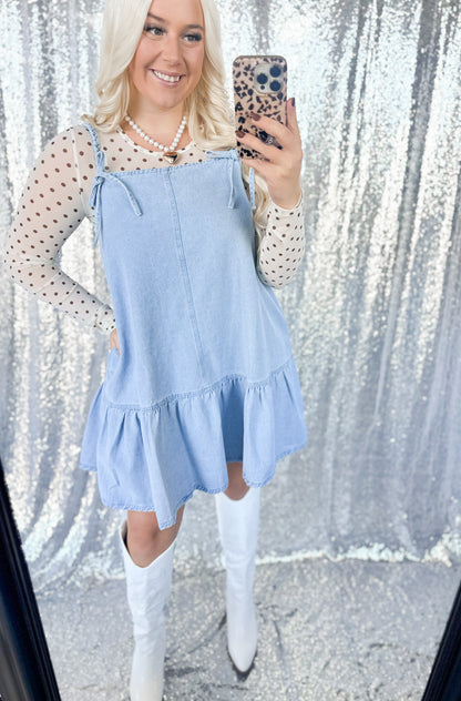 Denim Braided Babydoll Dress