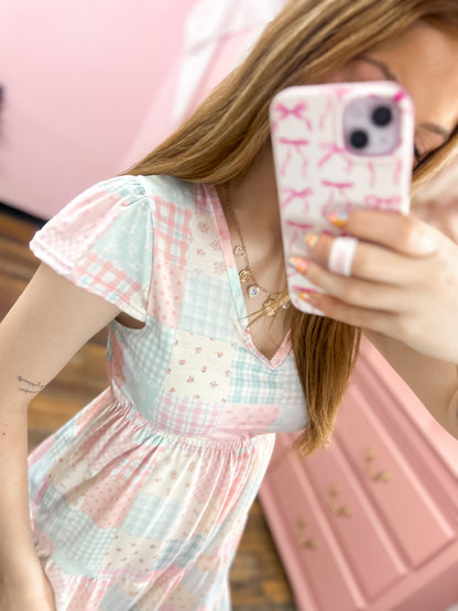 Pastel Patchwork Midi Dress