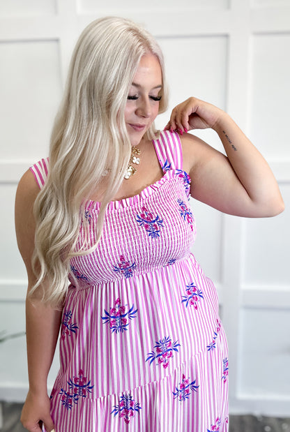 Pink Blossom Pinstripe Maxi