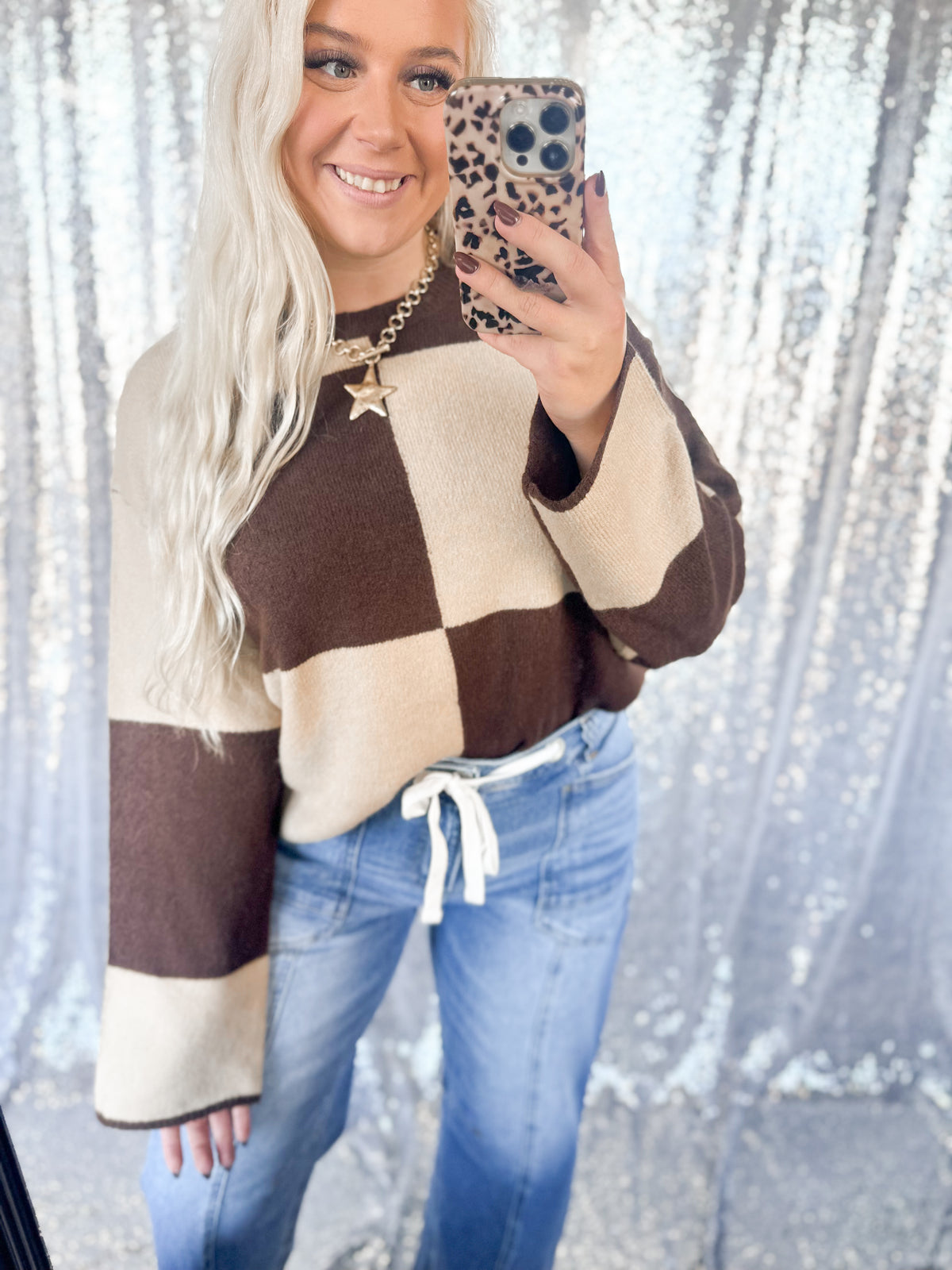 Mocha Checker Sweater