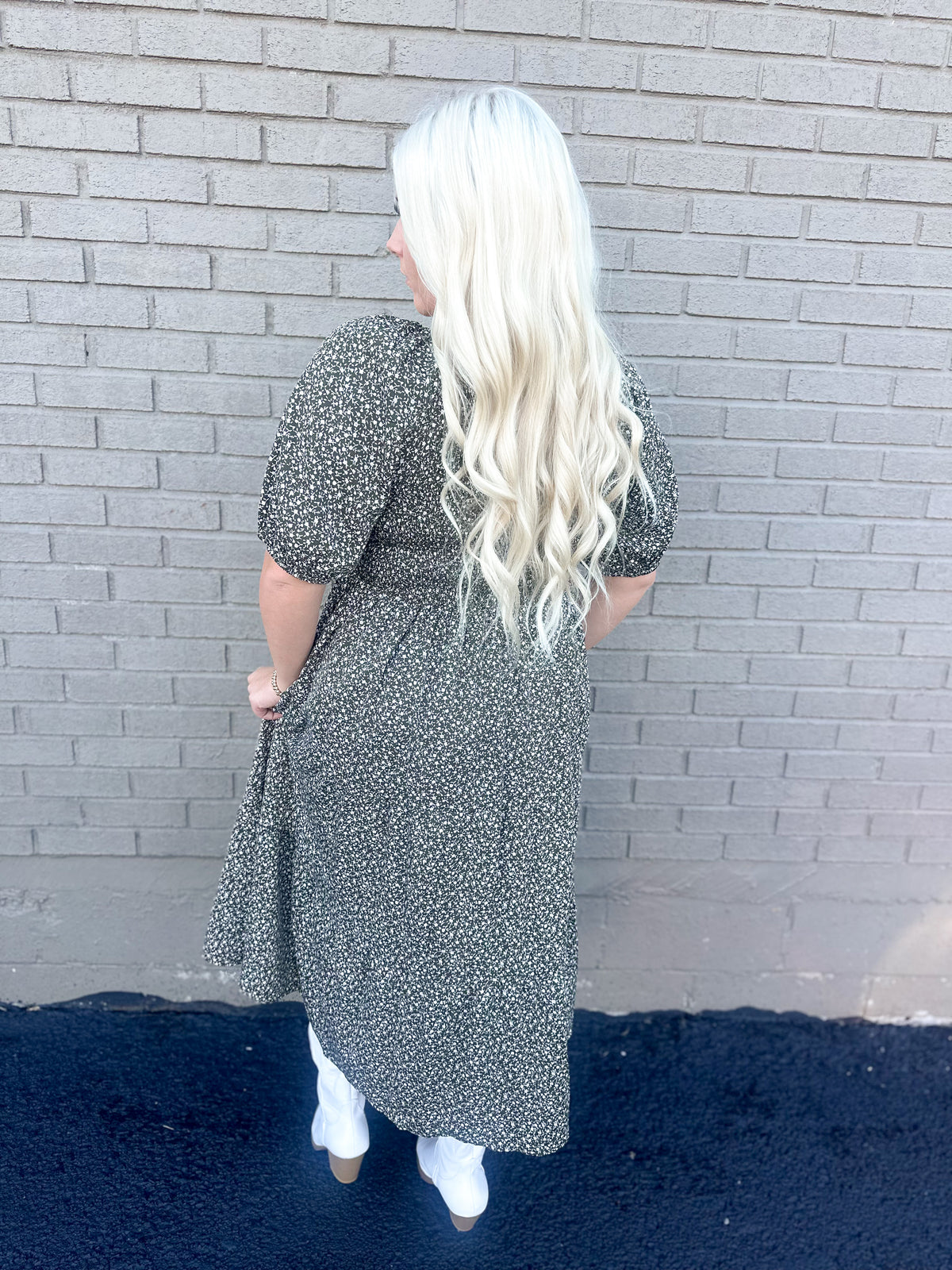 Olive Bloom Ditzy Floral Smocked Maxi