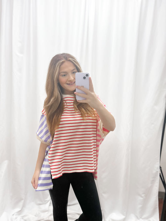 Scarlett Striped Colorblock Top
