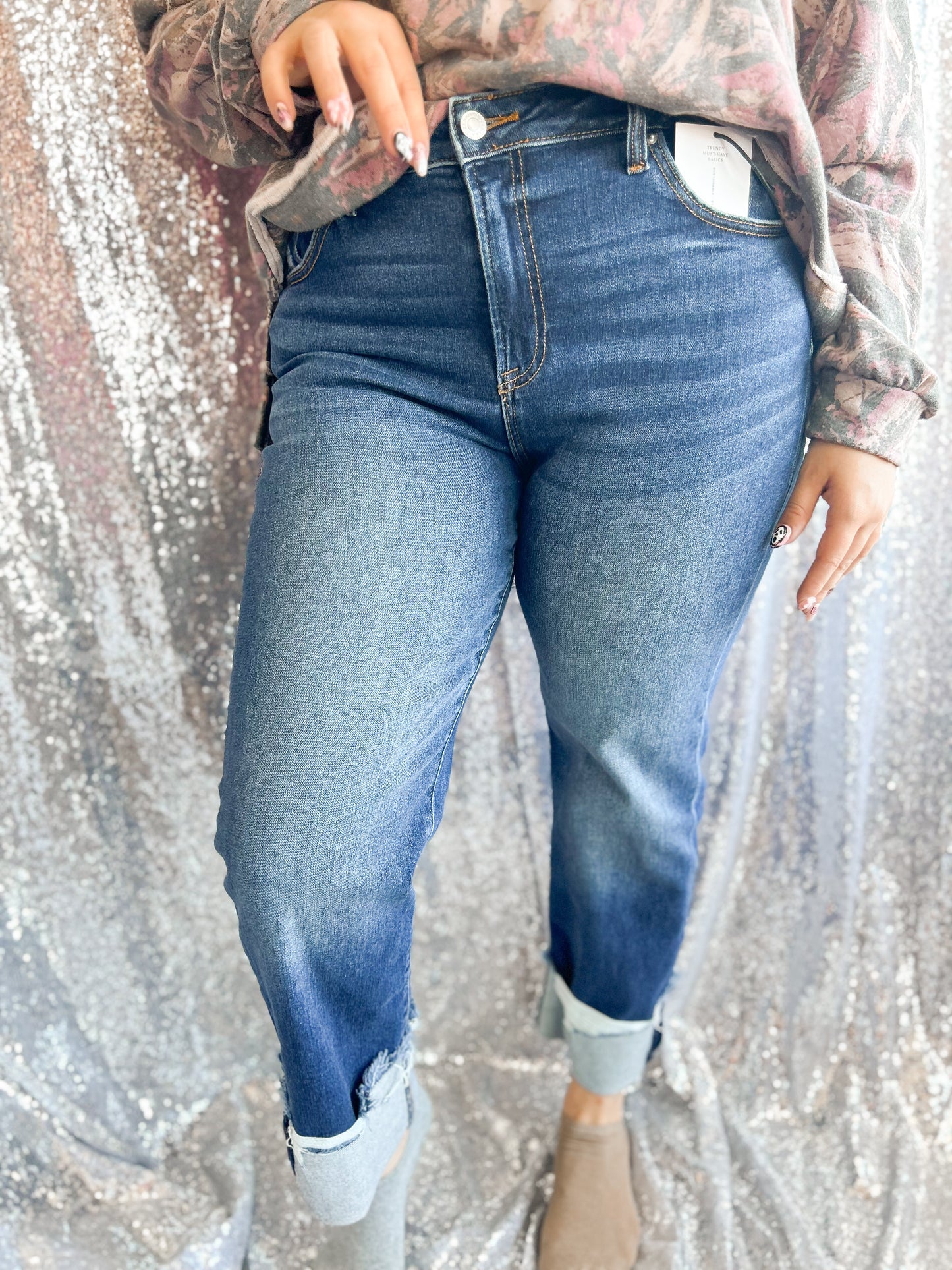 Zenana Cuff Denim Jeans