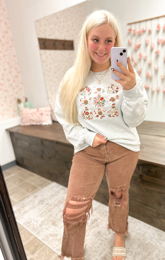 Groovy Fall Appliqué Crewneck