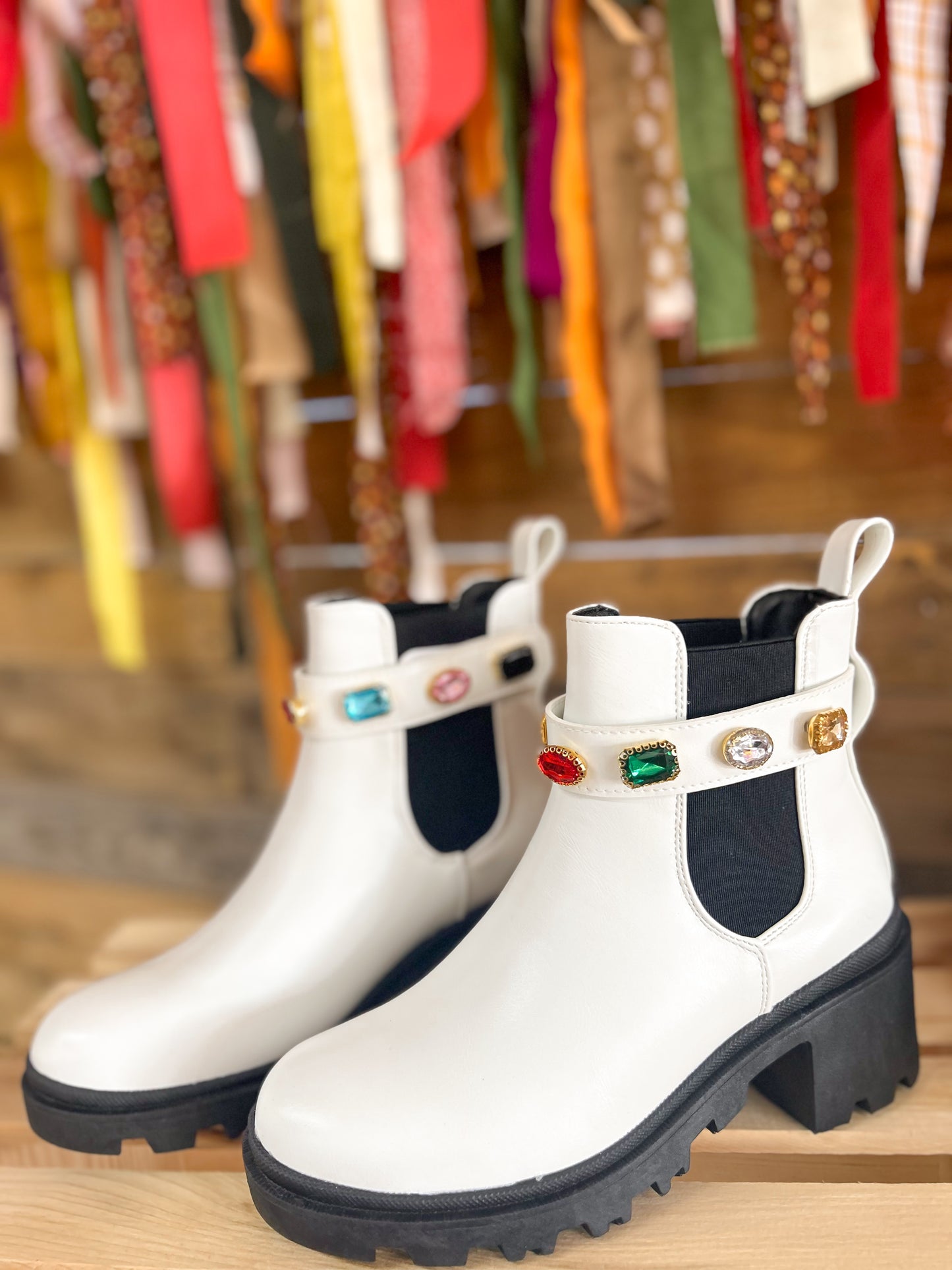 White Jewel Booties