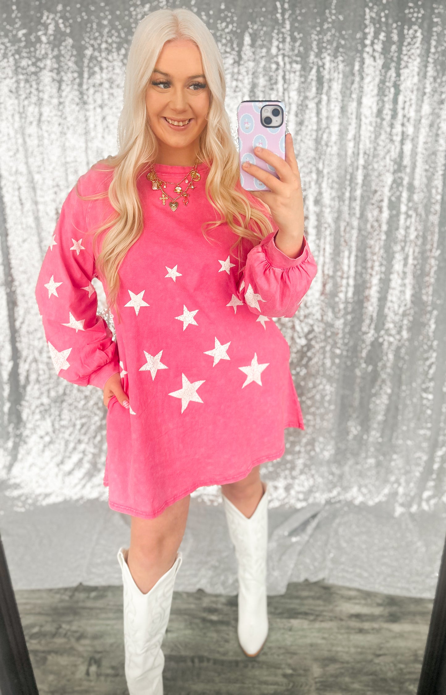 Pink Star Struck Pocket Dress