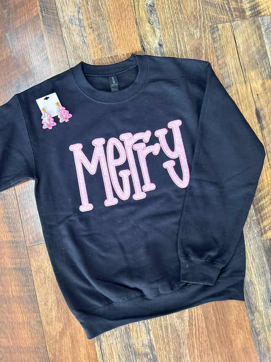 Merry Glitter Appliqué Crewneck