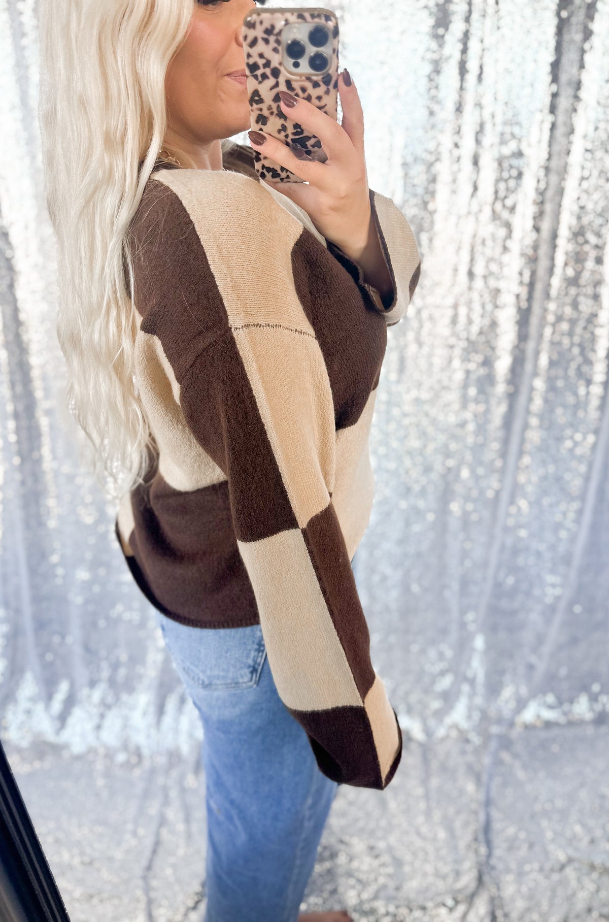 Mocha Checker Sweater