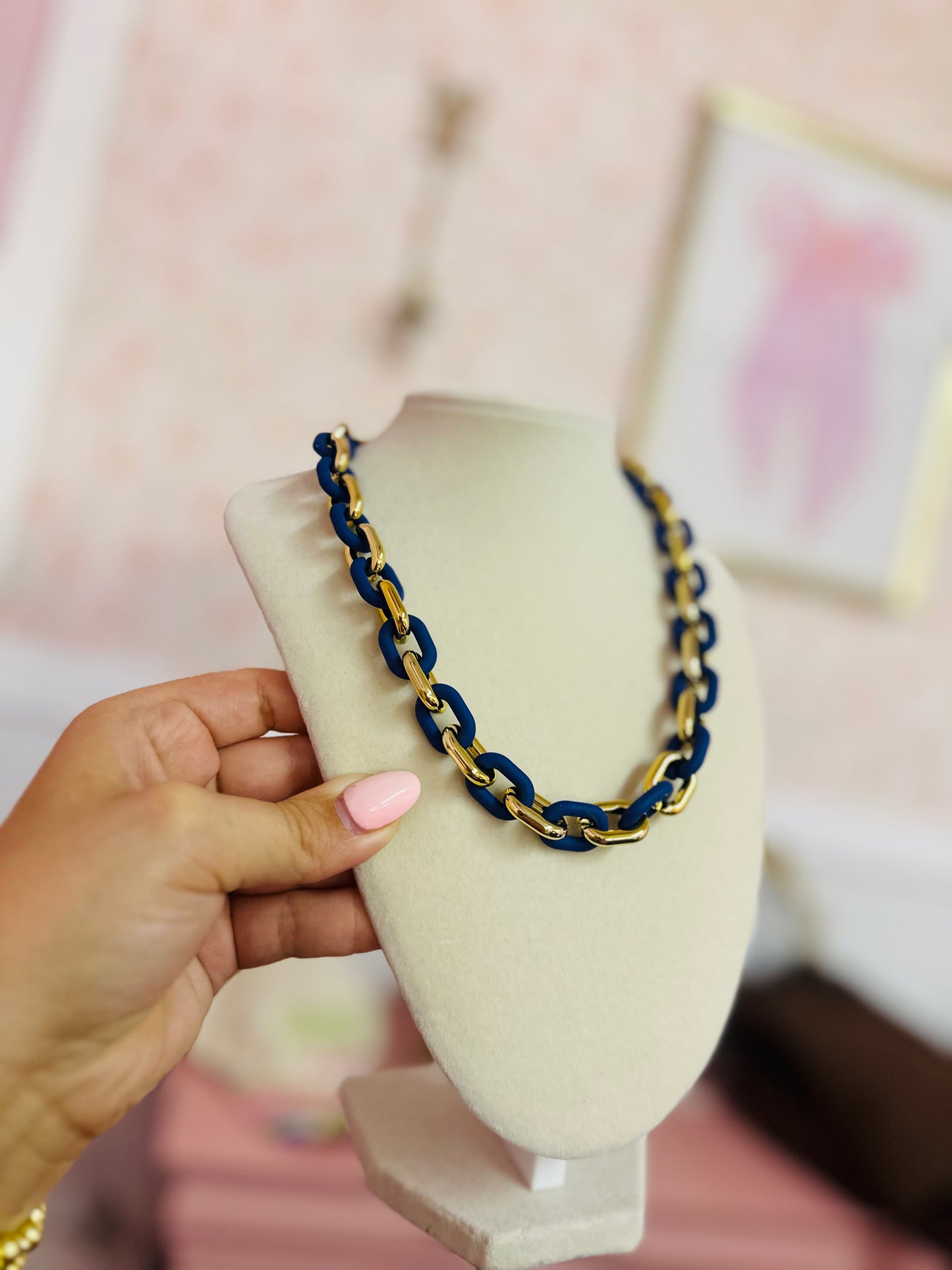 Navy/Gold Chain Necklace