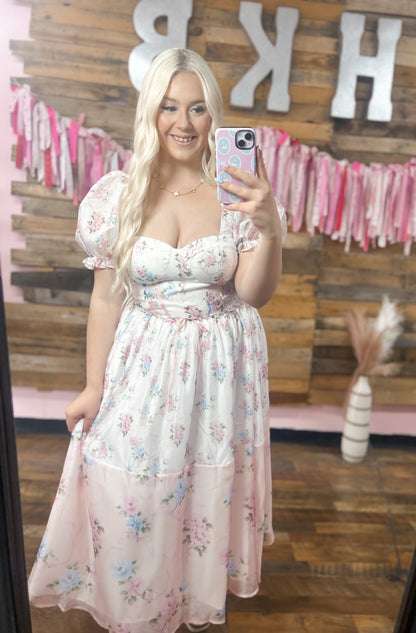 Whimsical Floral Coquette Maxi