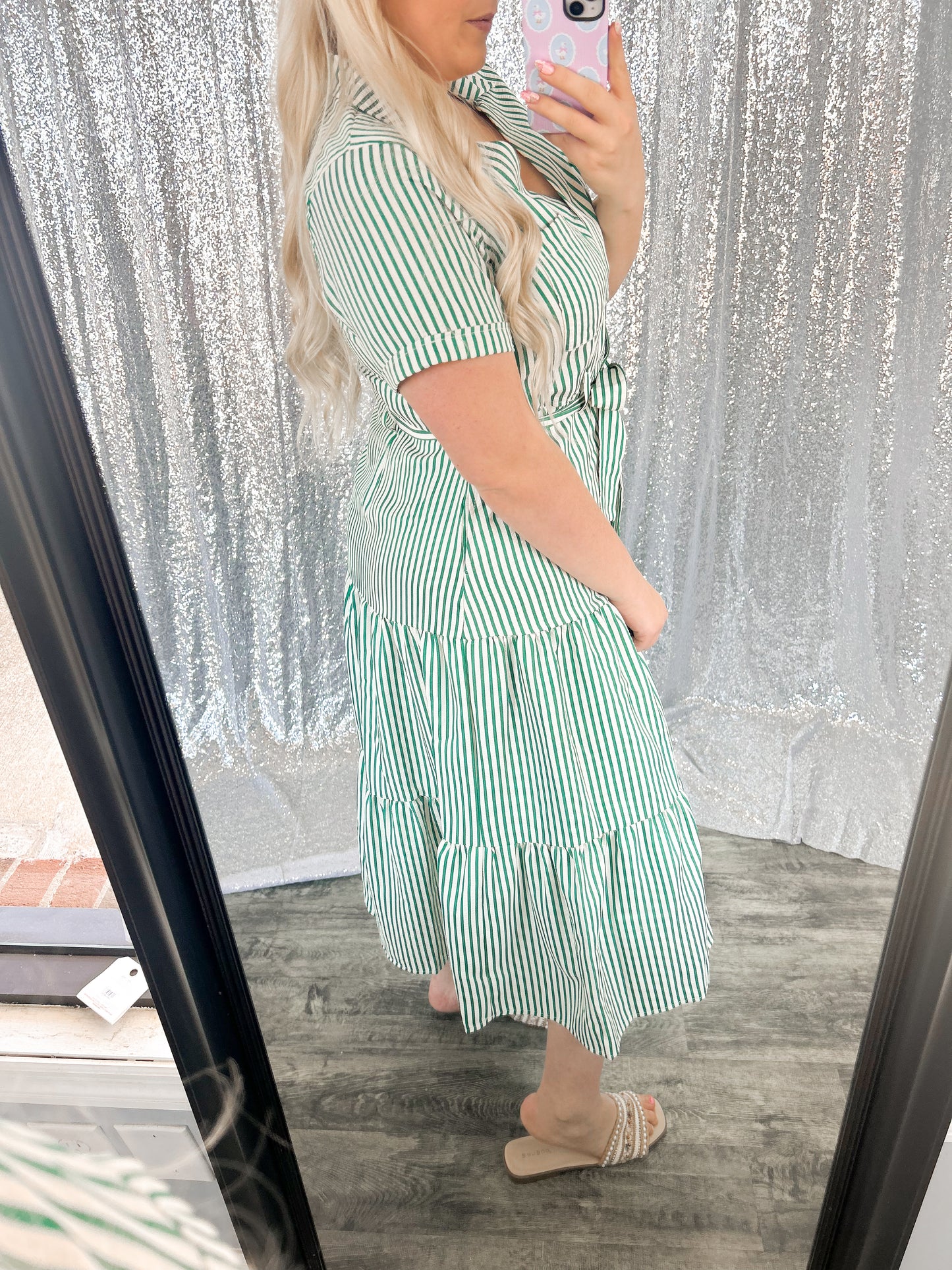 Kelly Green Striped Maxi Dress