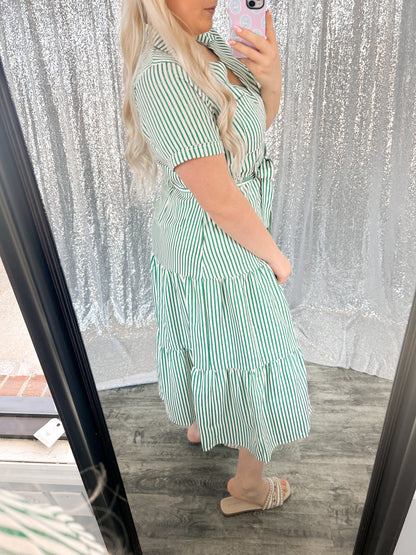Kelly Green Striped Maxi Dress