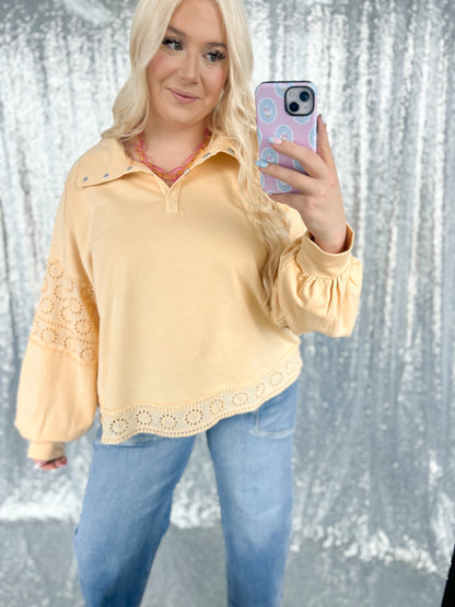 Butter Eyelet Lace Button Snap Top