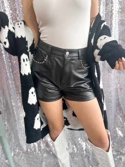 Leather Studded Shorts