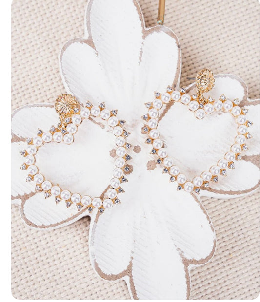 Pearl Heart Earrings