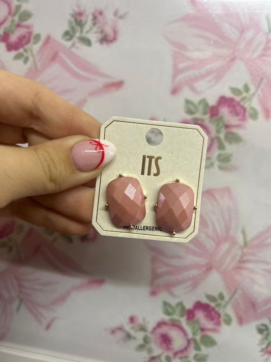 Pink Stone Studs