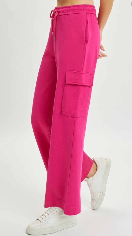 Risen Cargo Wide Leg Pants/Pink