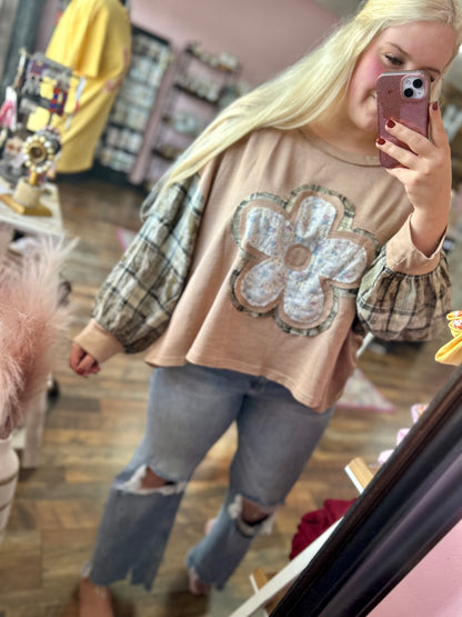 Floral Flannel Patchwork Top