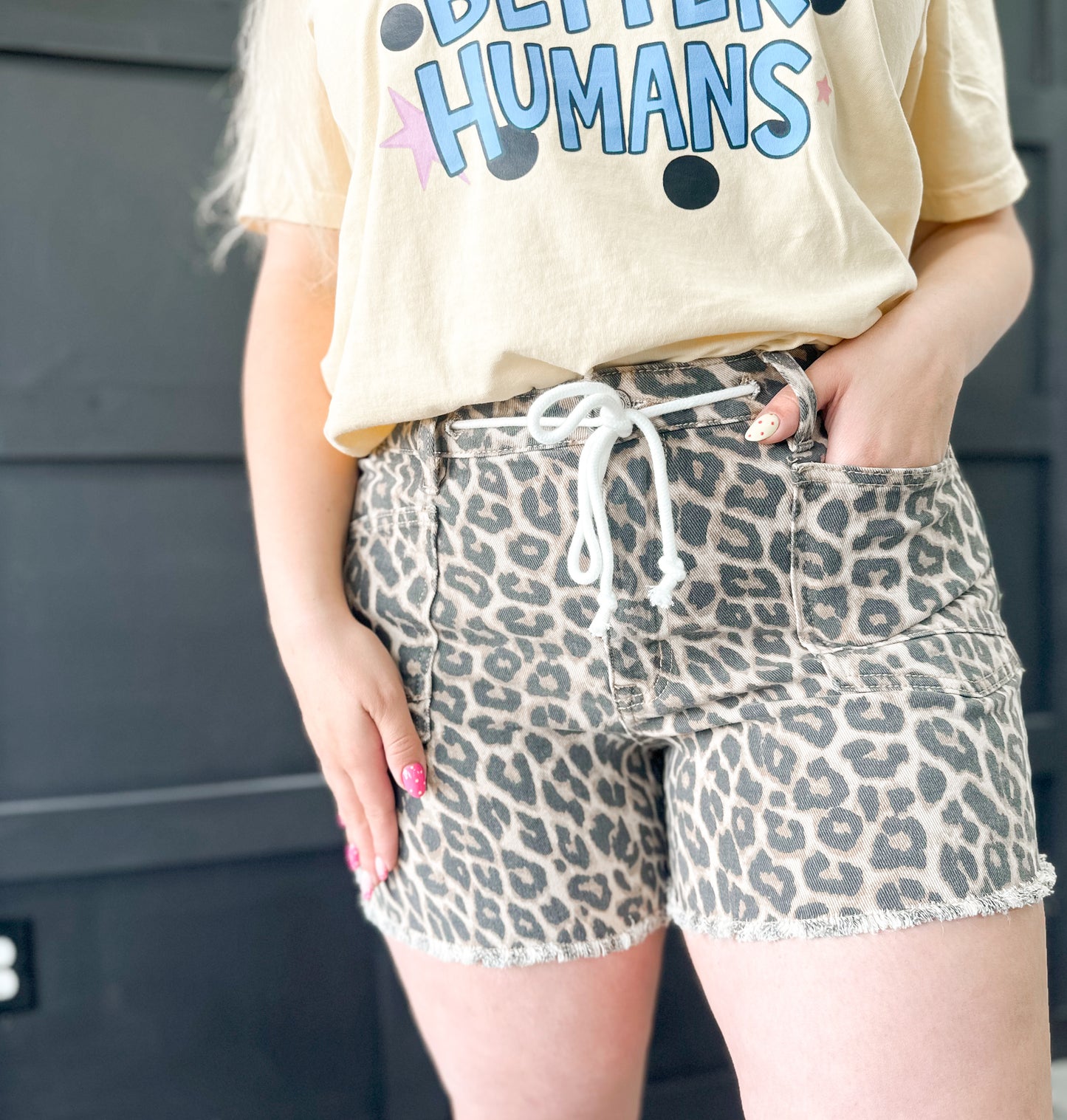 Leopard Drawstring Shorts