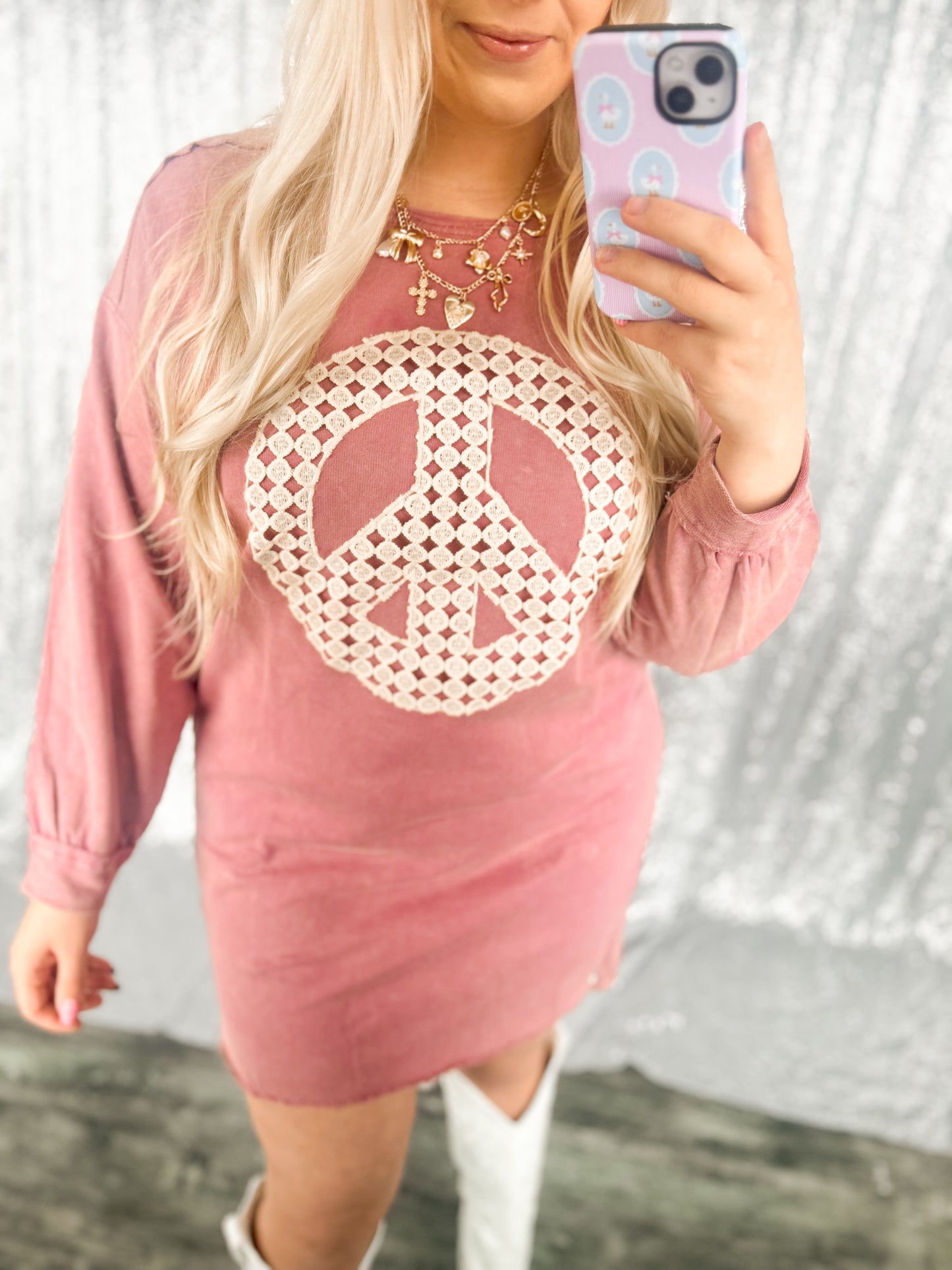 Pink Peace Patchwork Dress
