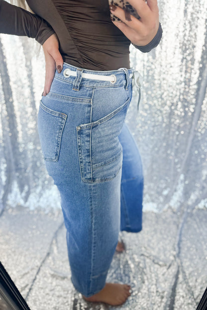 Risen Rope Tie Barrel Jeans