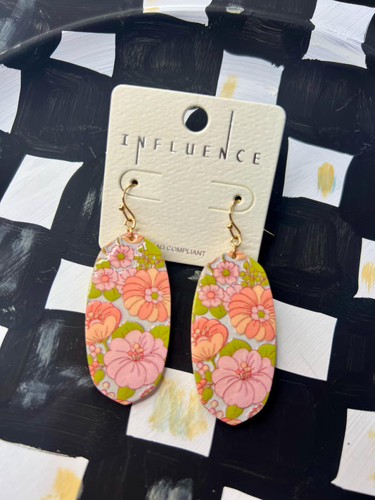 Pastel Floral Wooden Dangles