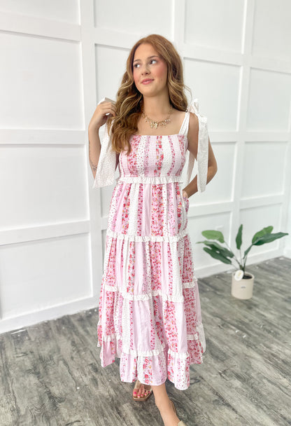 Pink Pressed Petals Maxi Dress
