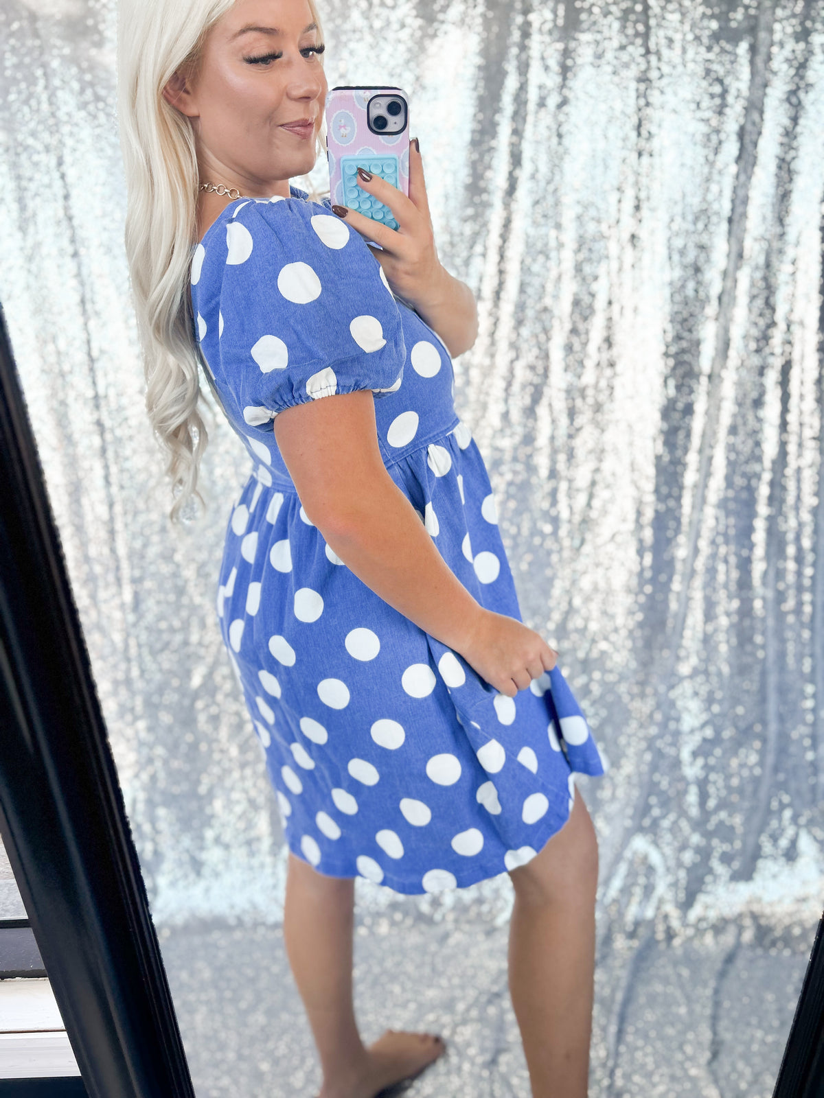 Denim Polka Dot Dress