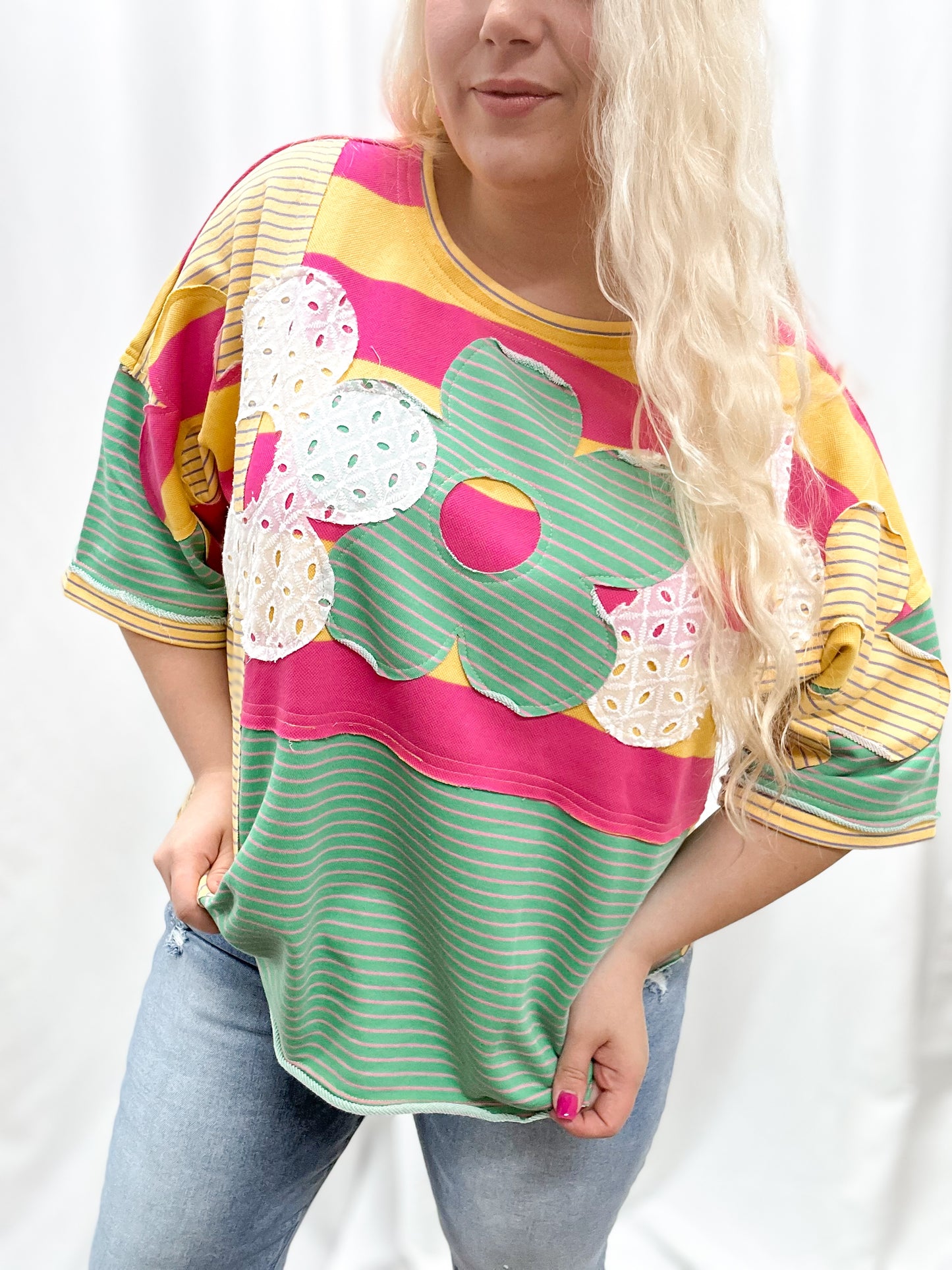 Sunshine Patchwork Oversized Top