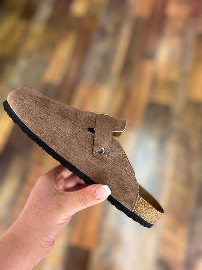 Taupe Buckle Clog