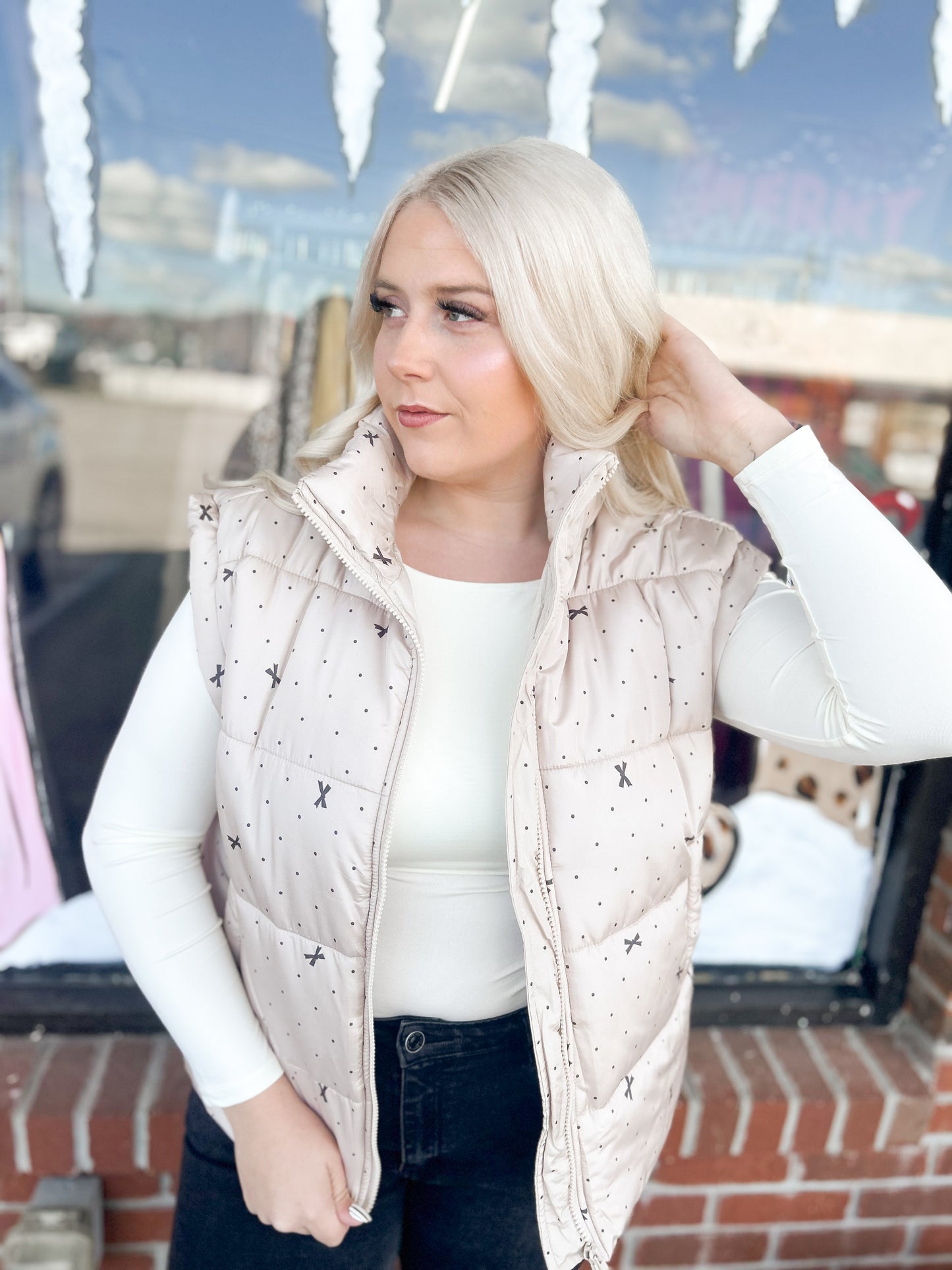 Dotted Bow dream Puffer Vest