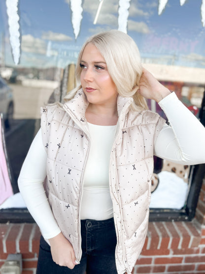 Dotted Bow dream Puffer Vest