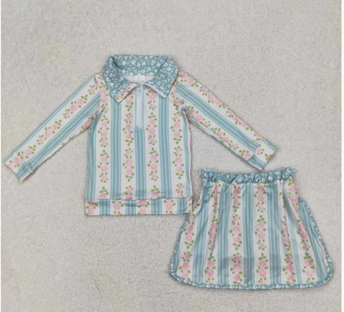 Blue Love Shack Floral Skort Set