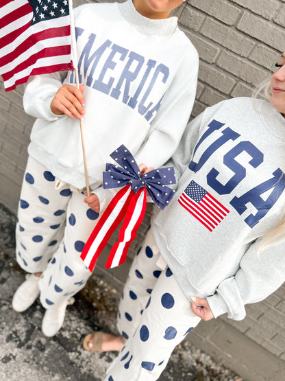 Blue Polka Dot Barrel Jeans