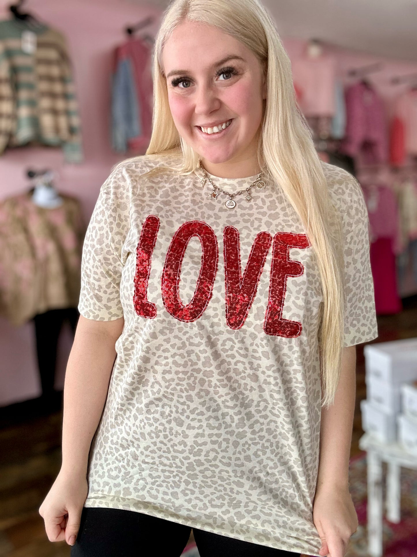Leopard love embroidered Tee