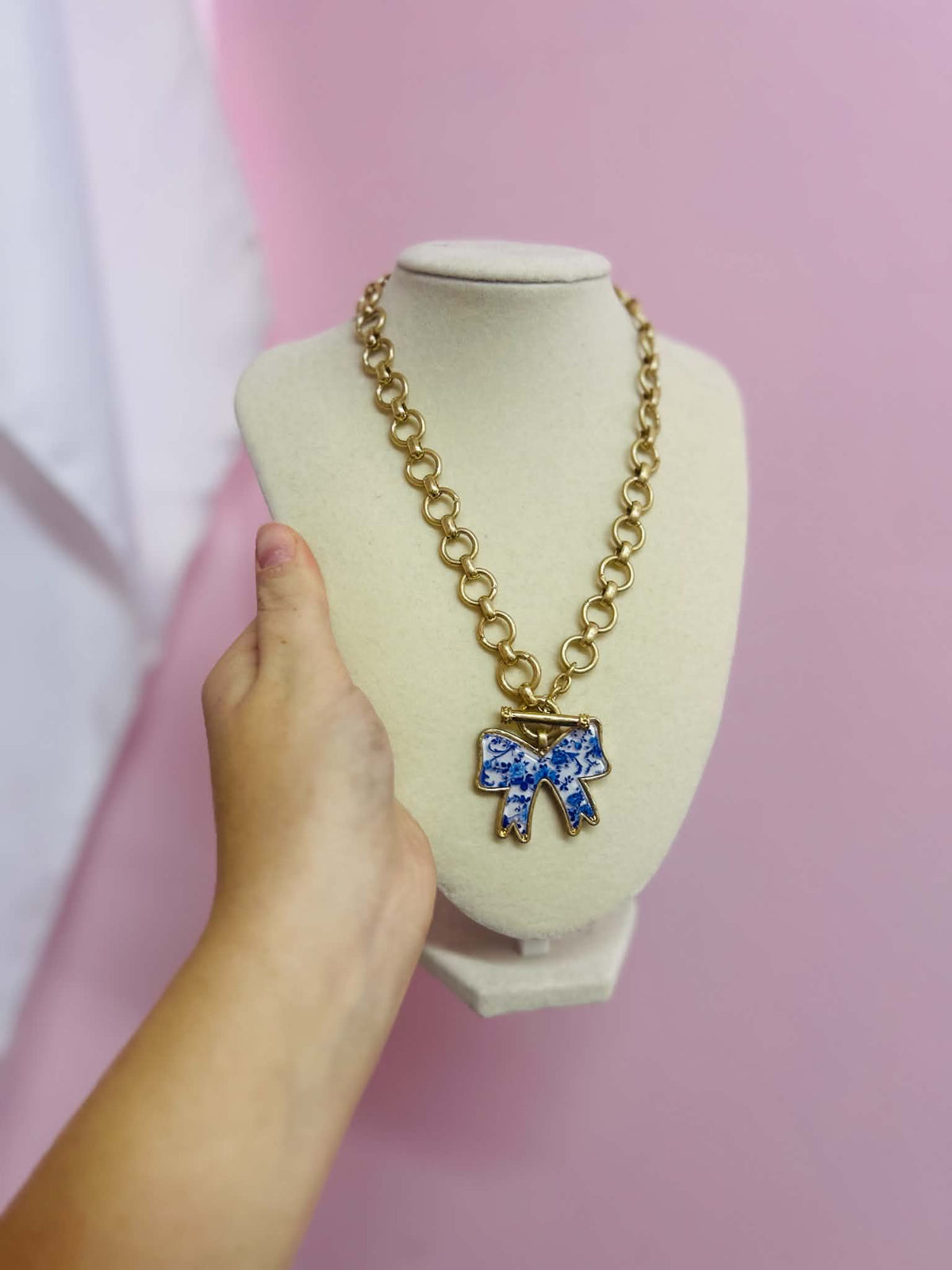 Gold Bow Chinoiserie Necklace