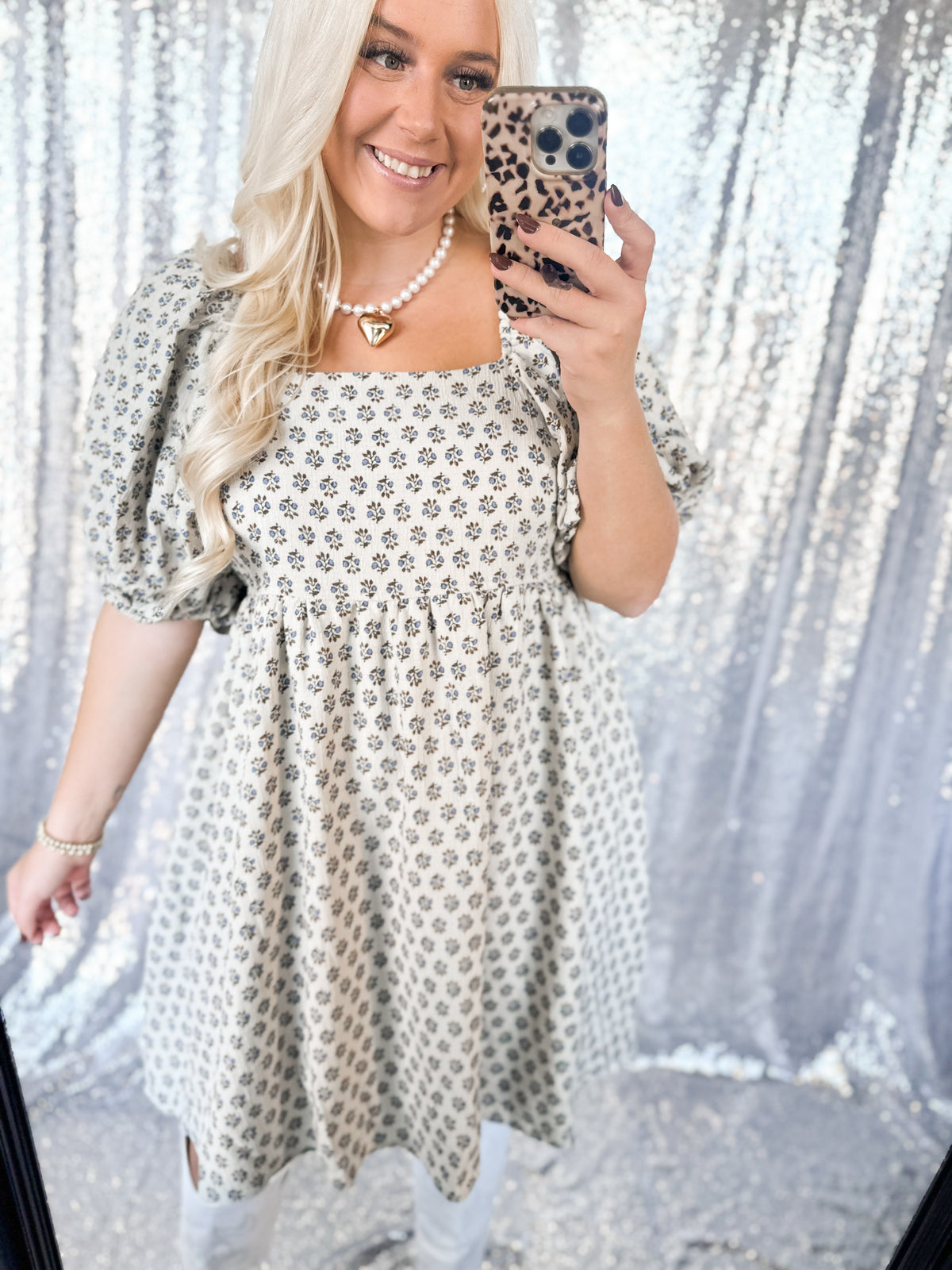 Fall Floral Cream Swing Dress