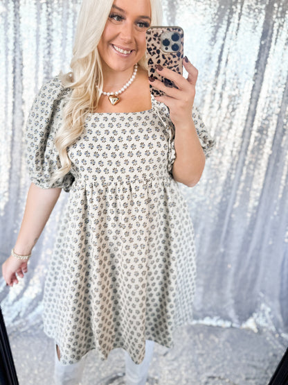 Fall Floral Cream Swing Dress