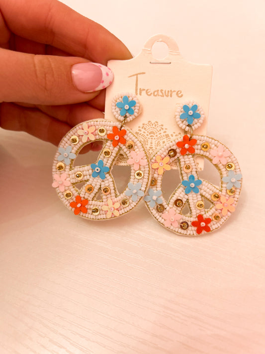 Floral Peace Sign Earrings