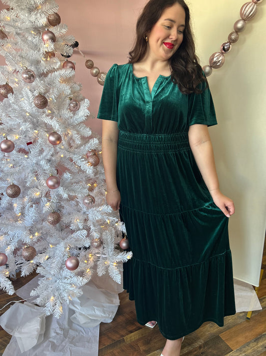 Emerald Velvet Maxi Dress