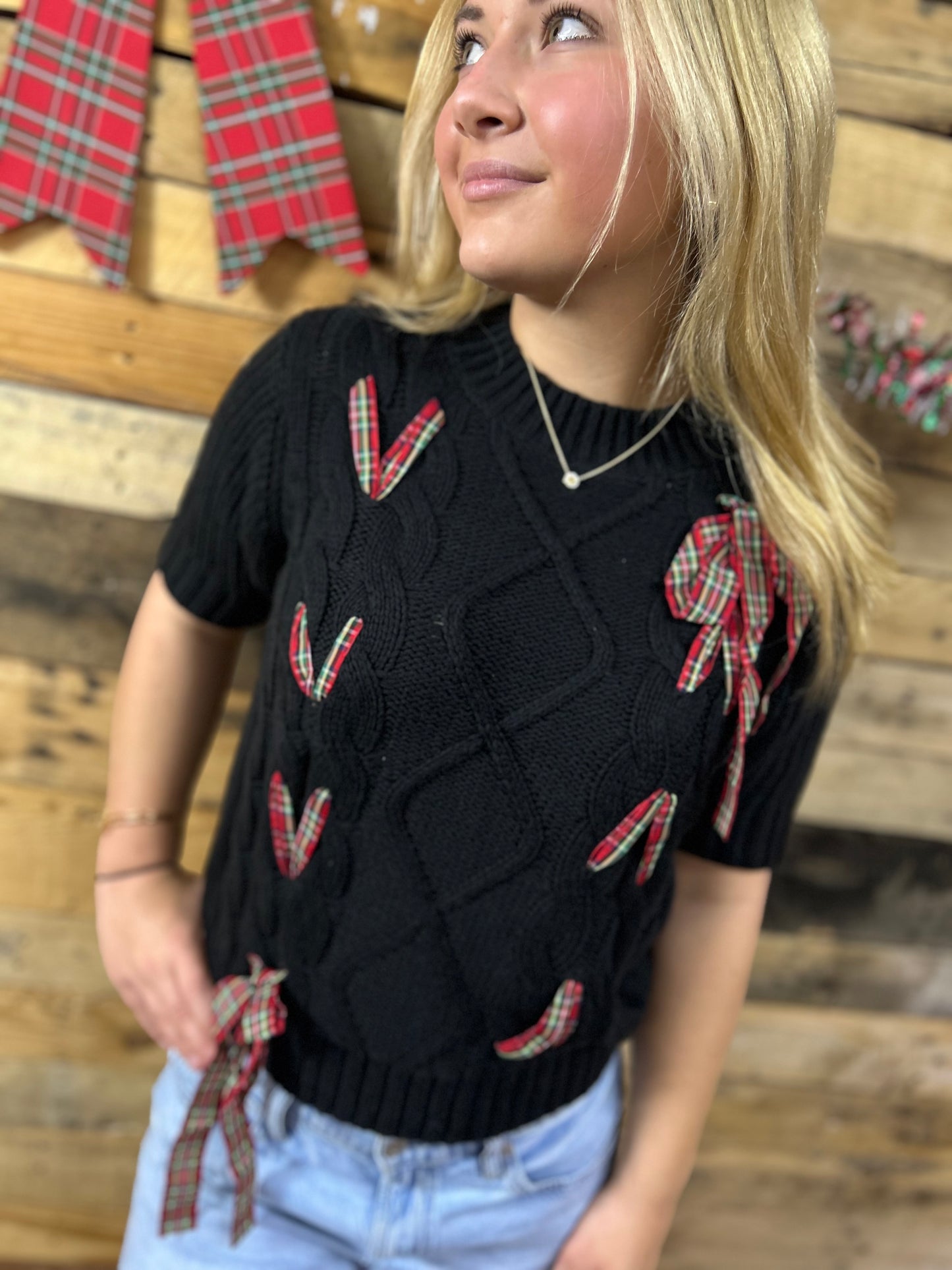 Plaid Tidings Sweater Top
