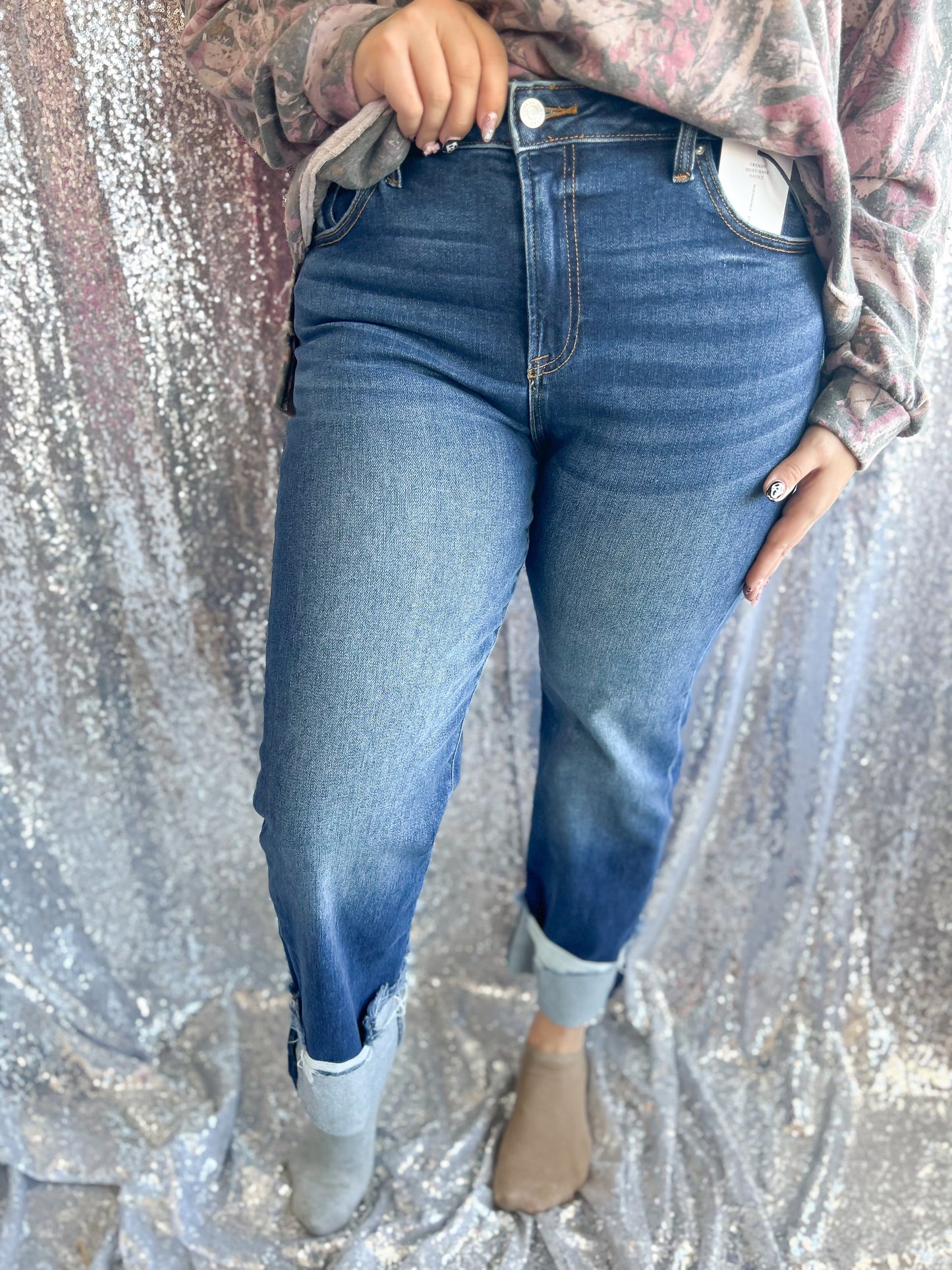 Zenana Cuff Denim Jeans