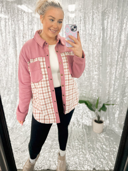 Rose Tweed Button Shacket