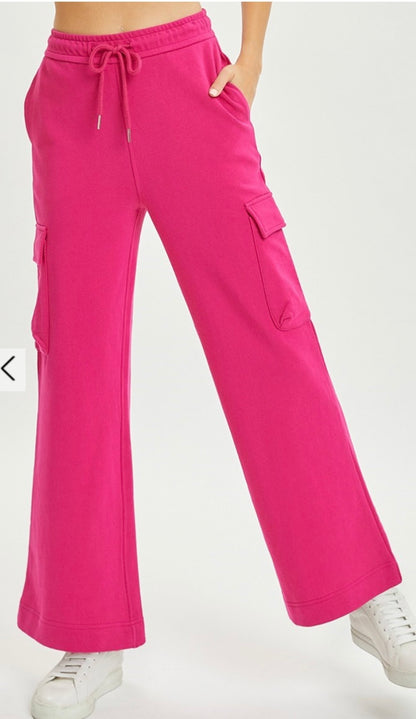 Risen Cargo Wide Leg Pants/Pink