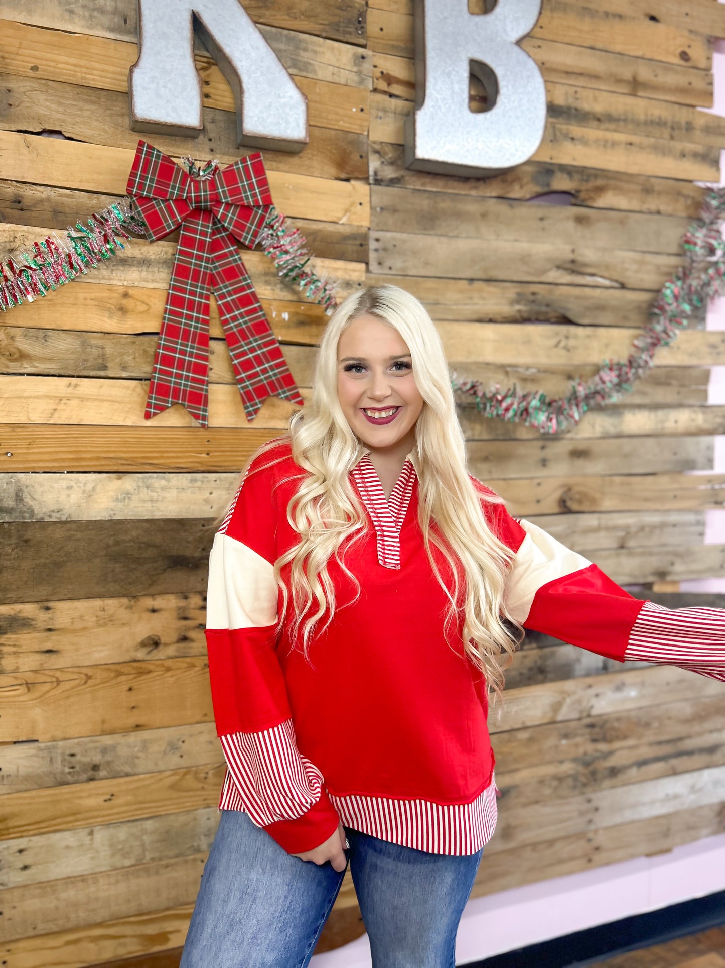 Candy Cane Colorblock Top